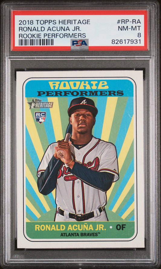 2018 Topps Heritage Ronald Acuna Jr. Rookie Performers PSA 8