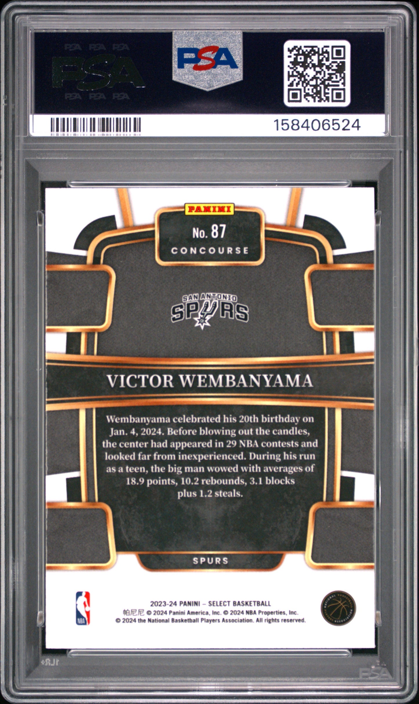2024 Select #87 Victor Wembanyama Blue RC PSA 10