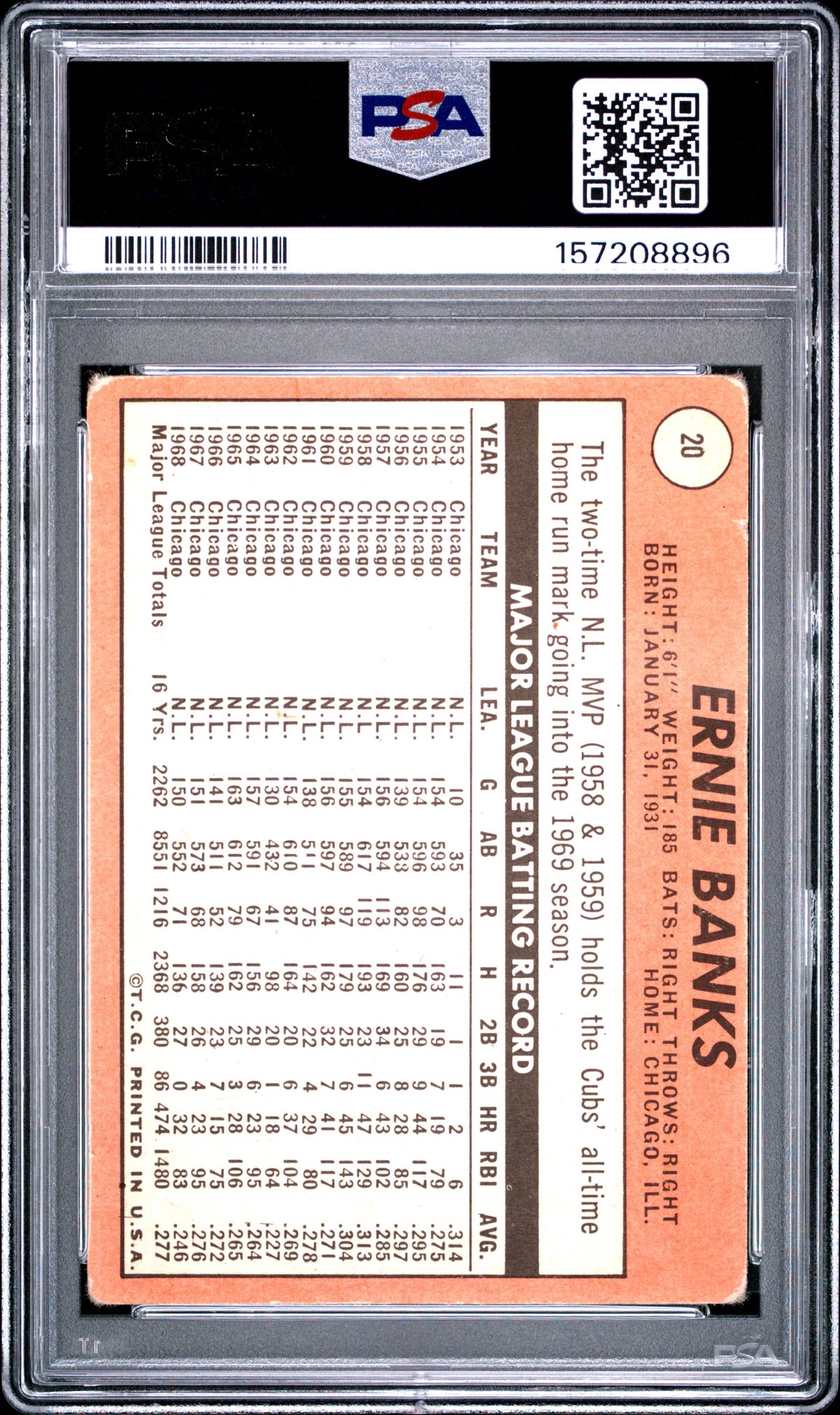 1969 Topps Ernie Banks PSA 1