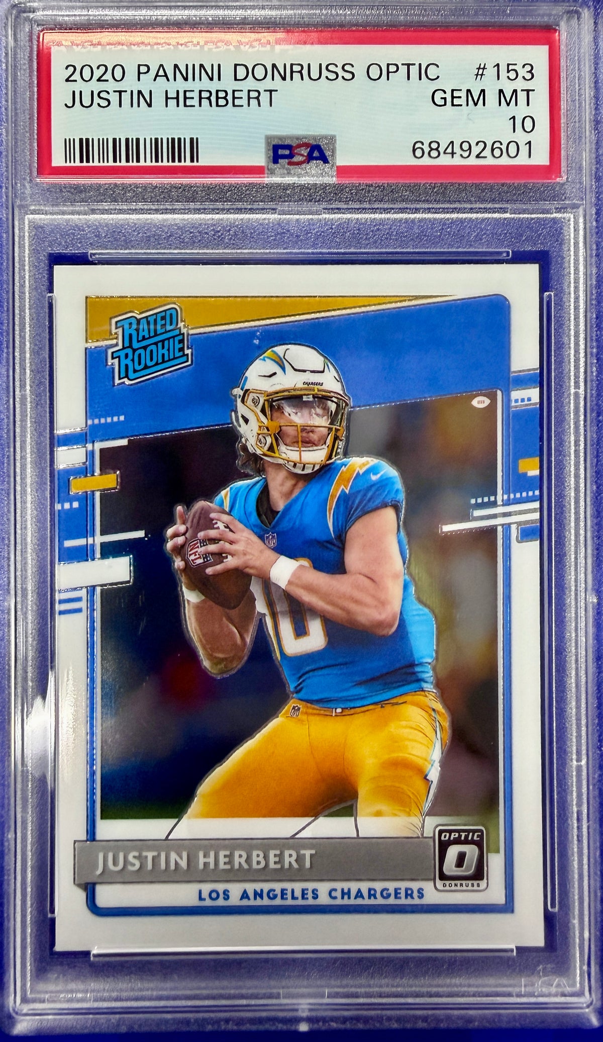 2020 Panini Donruss Optic #153 Justin Herbert RC PSA 10