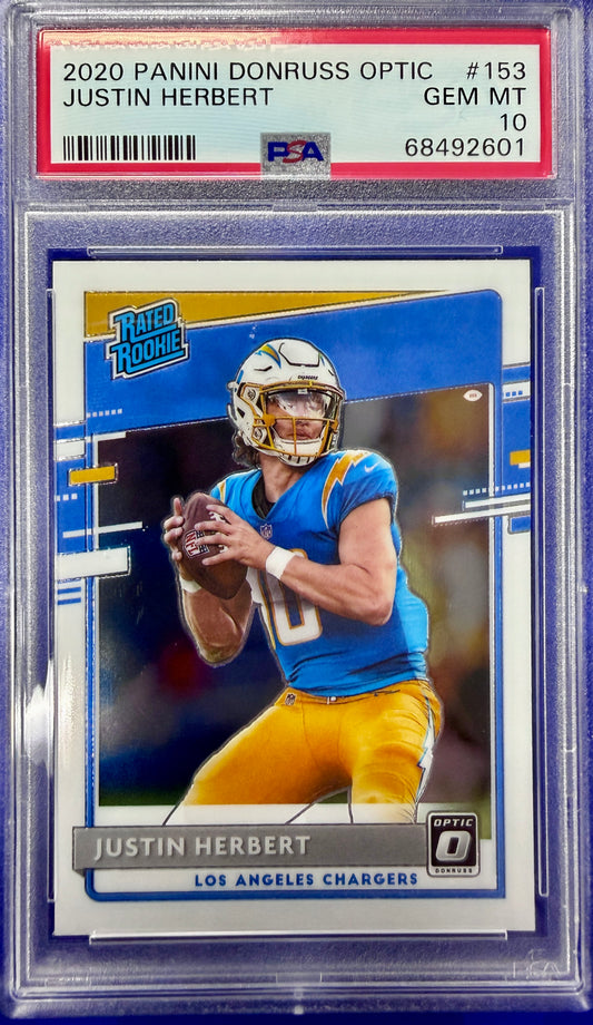 2020 Panini Donruss Optic #153 Justin Herbert RC PSA 10