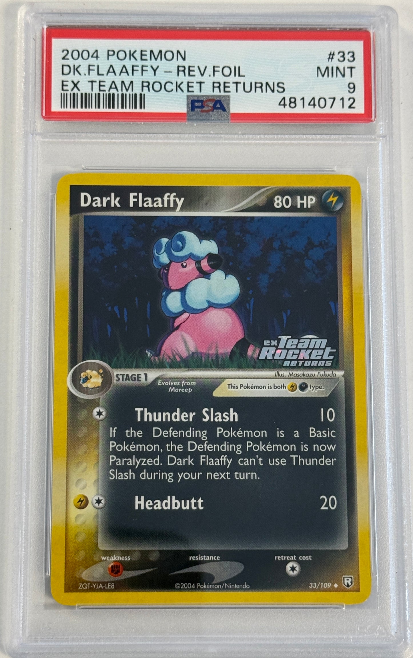 2004 Pokemon Ex Team Rocket Returns #33 Reverse Foil Dark Flaaffy PSA 9