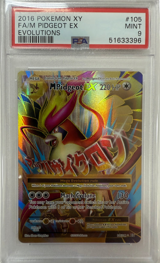 2016 Pokemon Xy Evolutions #105 Full Art M Pidgeot Ex PSA 9