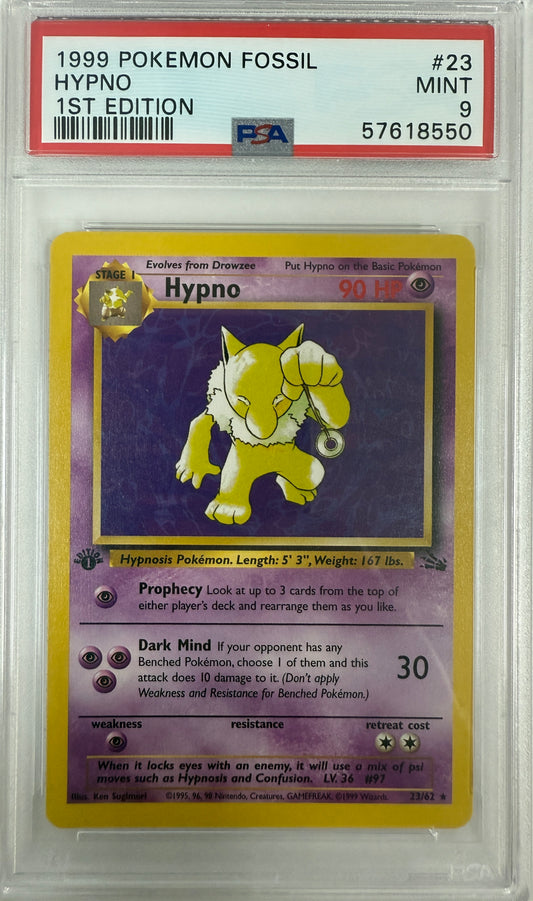 1999 Pokemon Fossil #23 Hypno 1st Edition PSA 9