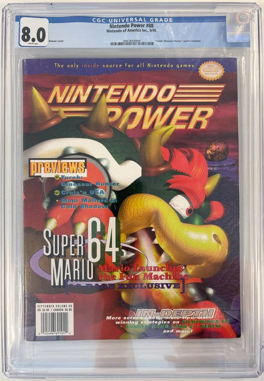 Nintendo Power 88 Bowser Cover 9/96 CGC 8.0 *Turok: Dinosaur Hunter Poster*