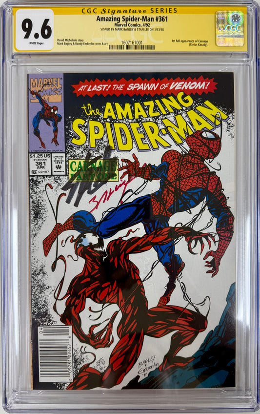 Amazing Spider-Man #361 Marvel Comics 4/92 CGC 9.6 Signed by Stan Lee