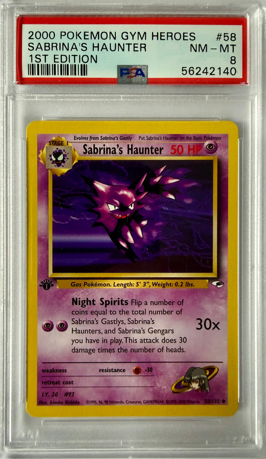 2000 Pokemon Gym Heroes #58 Sabrina's Hunter 1st Edition PSA 8