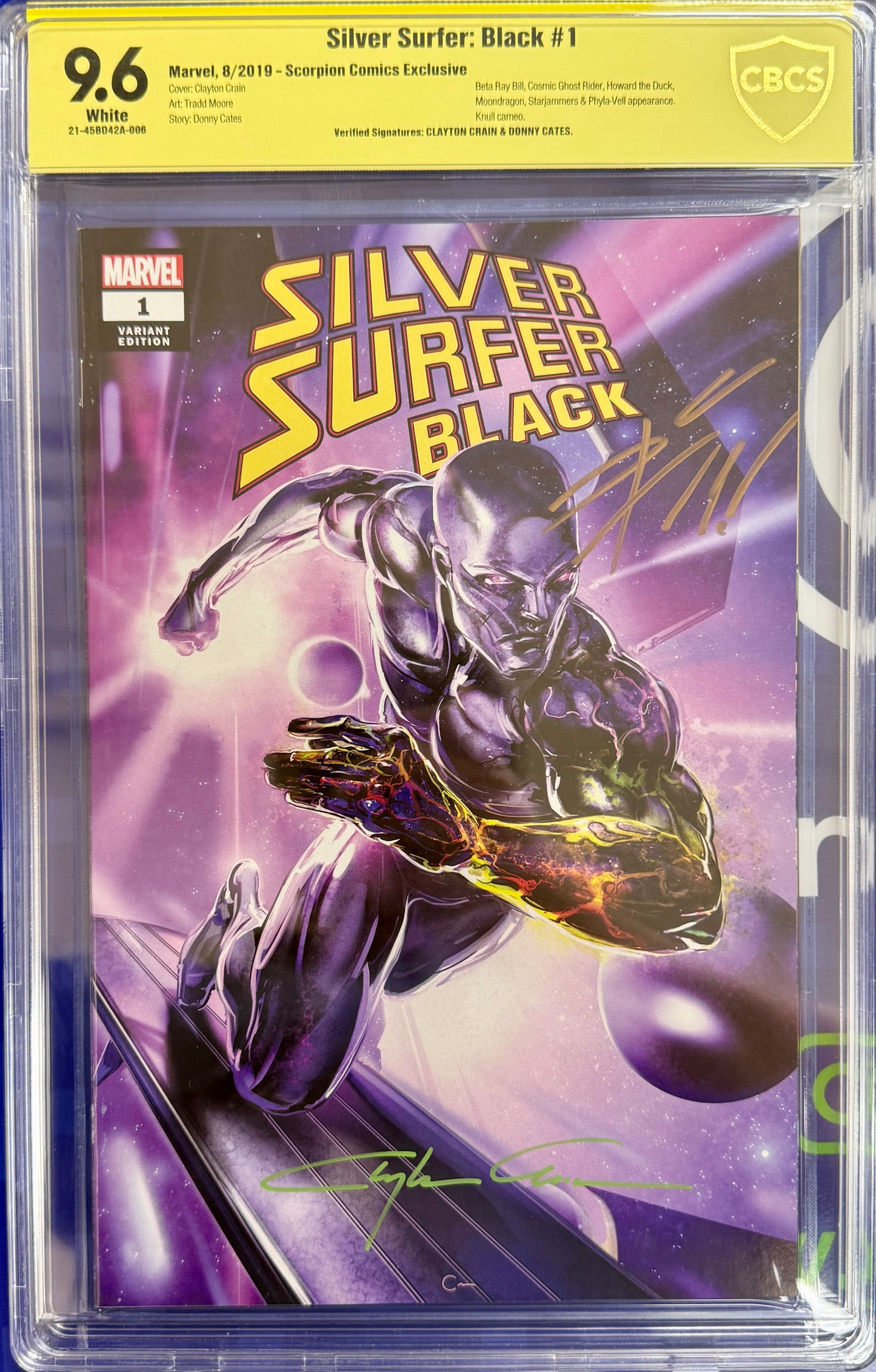 Silver Surfer Marvel Comics 8/19 CBCS 9.6 Clayton Crain Donny Cates Autos