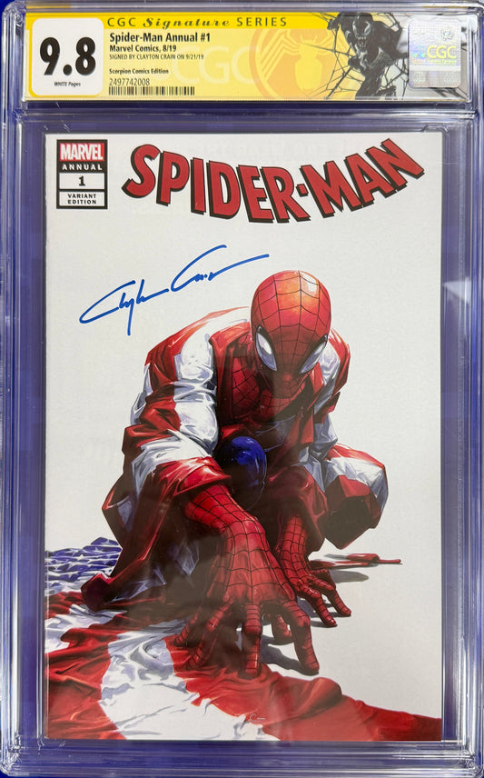 Spider-Man Annual #1 Marvel Comics 8/19 CGC 9.8 Clayton Crain Auto