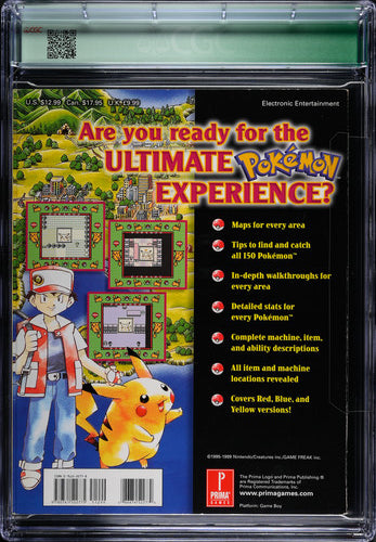 Pokemon Yellow: Official Strategy Guide 1999 Prima Games 2nd Printing CGC 9.2 (Poster Detached)